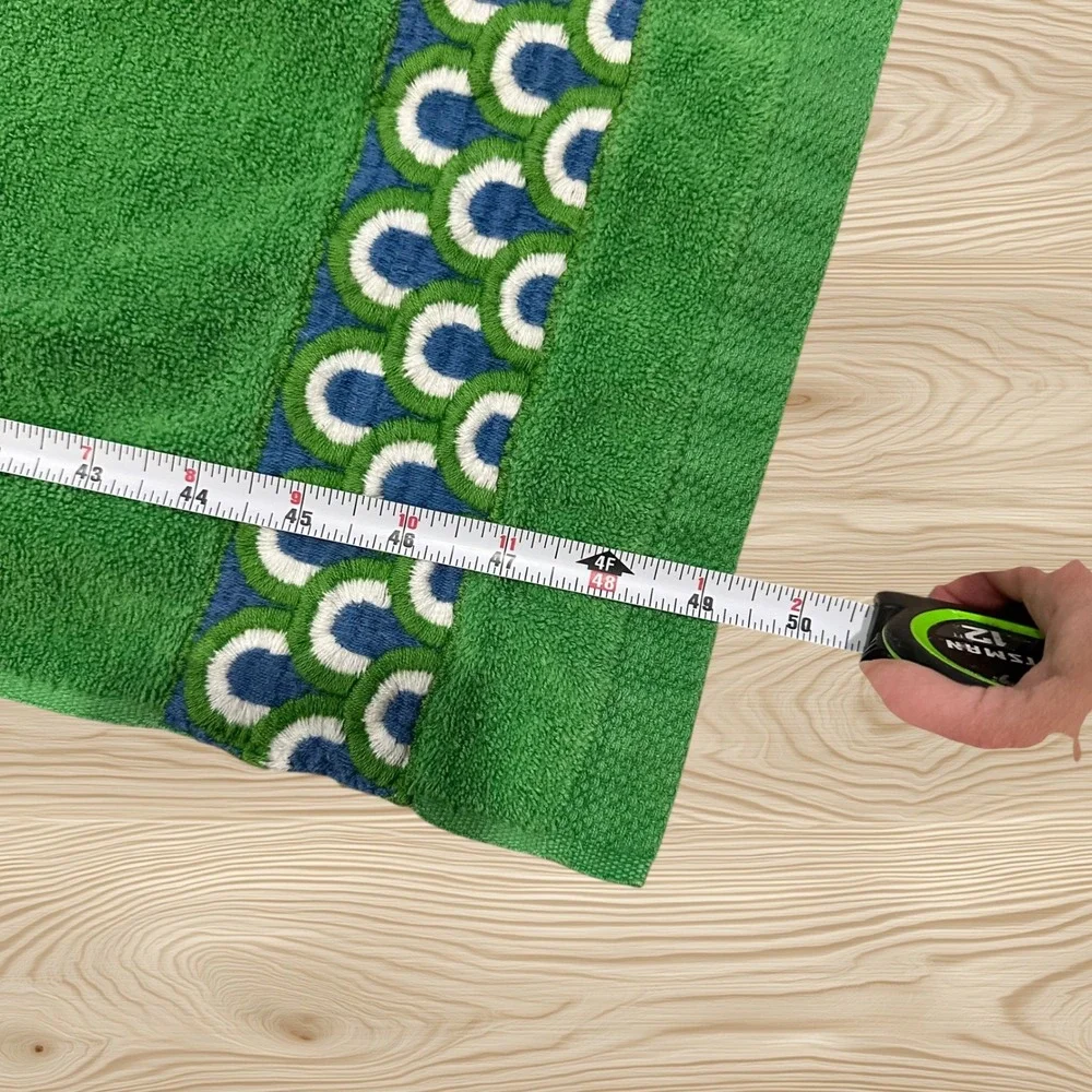 Springmaid Vintage Green Embroidered Trim Bath Towel and Wash Cloth Set‎